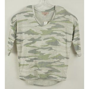 New Philosophy Womens Sizes S / M Grey Cloud Camo 3/4 Sleeve High Low V-Neck Tee